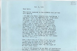 [Carta] 1978 Oct. 4, Washington D. C., [Estados Unidos] [a] Doris Dana, Hildreth Lane, Bridgehampton New York
