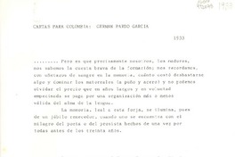 Cartas para Colombia Germán Pardo García, 1933
