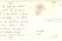 [Tarjeta] 1955 dic., San Juan, Puerto Rico [a] Gabriela Mistral