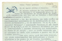 [Carta] [1947] [al] Señor Jorge Arizaga