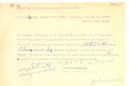 [Carta] 1952 nov. 25, Nápoles, [Italia] [al] Exmo. Prof. Sr. Jaime Torres Bodet, Director General de la Unesco, Paris