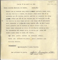 [Carta] 1945, abr. 18 Italia [a] Minha Querida Madrinha de Guerra [Gabriela Mistral]