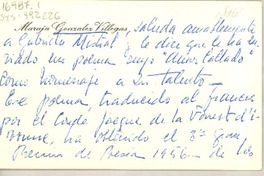 [Tarjeta] 1956 set. 14, [París, Francia?] [a] Gabriela Mistral