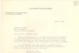 [Carta] 1947 jul. 3, Los Angeles, California, [Estados Unidos] [a] Gabriela Mistral, 729 E. Anapamu, Santa Barbara, California