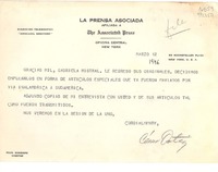 [Carta] 1946 mar. 12, New York, [EE.UU.] [a] Gabriela Mistral