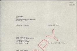 [carta] 1956 Aug. 16, Washington D. C., [Estados Unidos] [a] Miss Joan Daves, New York
