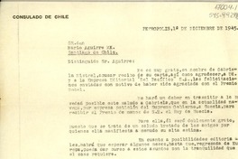 [Carta] 1945 dic. 1, Petrópolis, [Brasil] [a] Mario Aguirre MK., Santiago de Chile