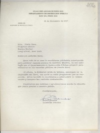 [Carta] 1957 dic. 18, Hato Rey, Puerto Rico [a la] Srta. Doris Dana, 15 Spruce Street, Roslyn Harbor, Long Island, New York, [EE.UU.]