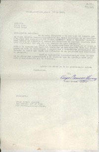 [Carta] 1967 ene. 18, San Antonio 427 2° Piso, Ofc Partes, Santiago, Chile [a la] Señorita Doris Dana, Pound Ridge, [EE.UU.]
