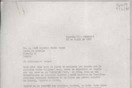 [Carta] 1967 abr. 25, Serrano 75, Madrid 6, [España] [al] Sr. D. José Antonio Muñoz Rojas, Banco de Urquijo, Alcalá, 47, Madrid, [España]
