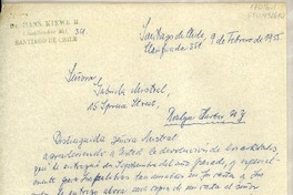 [Carta] 1955 feb. 9, Santiago, Chile [a] Gabriela Mistral, New York, [Estados Unidos]
