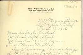 [Carta] 1946 apr. 21, Los Angeles, California, [Estados Unidos] [a] Gabriela Mistral, Los Angeles, California, [Estados Unidos]