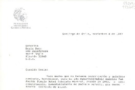 [Carta] 1997 nov. 4, Santiago de Chile [a la] Señorita Doris Dana, 600 Gulsfshore, North Naple, Florida 33940, U.S.A