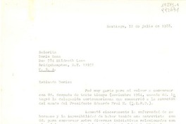 [Carta] 1988 jul. 12, Casilla N° 13446, Correo 21, Santiago de Chile [a la] Señorita Doris Dana, Box 784 Hildreth Lane, Bridgehampton, N. Y. 11932, U. S. A.
