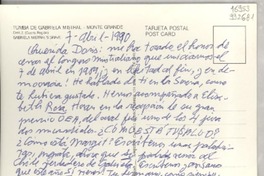 [Tarjeta postal] 1990 abr. 7, Chile [a] Querida Doris