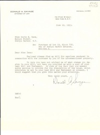 [Carta] 1953 June 12, New York, [EE.UU.] [a] Miss Doris S. Dana, Spruce Street, Roslyn Harbor, N. Y., [EE.UU.]