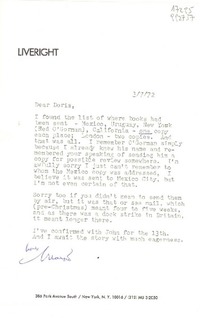 [Carta] 1972 July 3, [New York], [EE.UU.] [a] Dear Doris