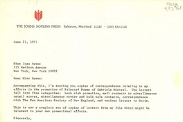 [Carta] 1971 Oct. 27, Hildreth Lane, Bridgehampton, New York 11932, [EE.UU.] [al] Dr. Germán Arciniegas, co Consulado de Colombia, 22 rue de L'Elysée, Paris, France