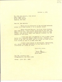 [Carta] 1971 Oct. 1, Bridgehampton, New York, [Estados Unidos] [a] Mr. John San Antonio