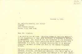 [Carta] 1971 Oct. 1, Bridgehampton, New York, [Estados Unidos] [a] Malcolm Preston