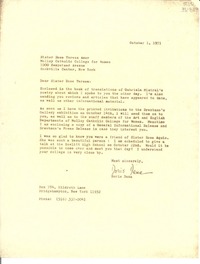 [Carta] 1971 Oct. 1, Bridgehampton, New York, [Estados Unidos] [a] Sister Rose Teresa Amor
