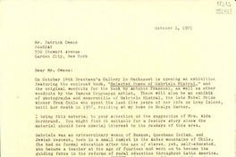 [Carta] 1971 Oct. 1, Bridgehampton, New York, [Estados Unidos] [a] Patrick Owens