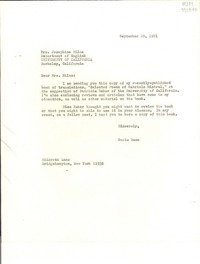 [Carta] 1971 Sept. 20, Bridgehampton, New York, [Estados Unidos] [a] Josephine Miles, Berkeley, California