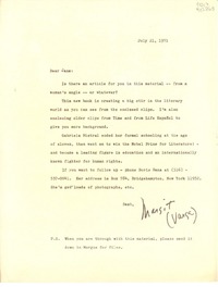 [Carta] 1971 July 21, [EE.UU.] [a] Dear Jane
