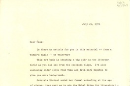 [Carta] 1971 July 21, [EE.UU.] [a] Dear Jane