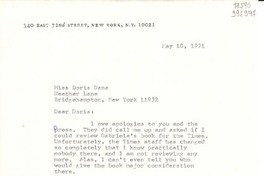 [Carta] 1971 May 10, [New York, Estados Unidos] [a] Miss Doris Dana, Hildreth Lane, Bridgehampton, New York