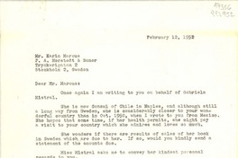 [Carta] 1952 Feb. 12, Via Tasso 220, Naples, Italy [a] Mr. Karin Marcus, P. A. Norstedt & Soner, Tryckerigatan 2, Stockholm 2, Sweden