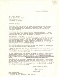 [Carta] 1950 Sept. 12, [a] Mr. Karin Marcus, P. A. Norstedt & Soner, Tryckerigatan 2, Stockholm 2, Sweden