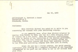 [Carta] 1950 May 25, Apartado # 21, Jalapa, Veracruz, México [a] Aktiebolaget A. Norstedt & Soner, Tryckerigatan 2, Stockholm 2, Sweden