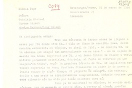 [Carta] 1954 mar. 22, BeverungenWeser, Weserstrasse 17, Alemania [a la] Señora Gabriela Mistral, Spruce Street, Roslyn Harbour, Long Island, [EE.UU.]