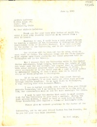 [Carta] 1965 June 2, [EE.UU.] [a] Alfredo Lefebvre, Barros Arana 361, Depto. 810, Concepción, Chile