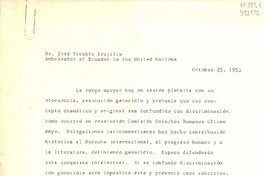 [Telegrama] 1953 oct. 25 [a] Dr. José Vicente Trujillo, Ambassador of Ecuador to the United Nations