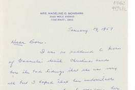 [Carta] 1957 Jan. 19, 2928 Wold Avenue, Cincinnati, Ohio, [EE.UU.] [a] Dear Doris [Dana]