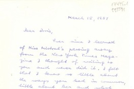 [Carta] 1957 Mar. 15, Columbia, Ohio, [EE.UU.] [a] Dear Doris