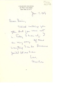 [Carta] 1957 Jan. 11, 552 West 114th Street, New York 25, N. Y., [EE.UU.] [a] Dear Doris