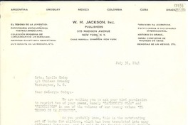 [Carta] 1946 July 31, [New York, Estados Unidos] [a] Srta. Lucila Godoy, Washington D. C.