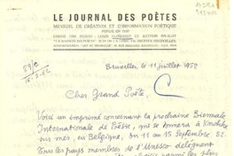 [Carta] 1952 juil. 11, Bruxelles, [Belgique] [a] Cher grand poète