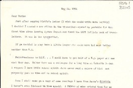 [Carta] 1954 May 14 [a] Doris Dana