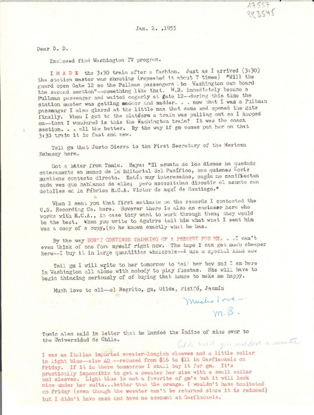 [Carta] 1955 Jan. 2, [a] Dear D. D.