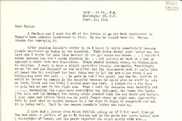 [Carta] 1954 Sept. 25, Washington D. C., [Estados Unidos] [a] Doris Dana