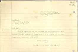 [Carta] 1946 June 10, Sierra Madre, Calif. [a] President National City Bank, New York