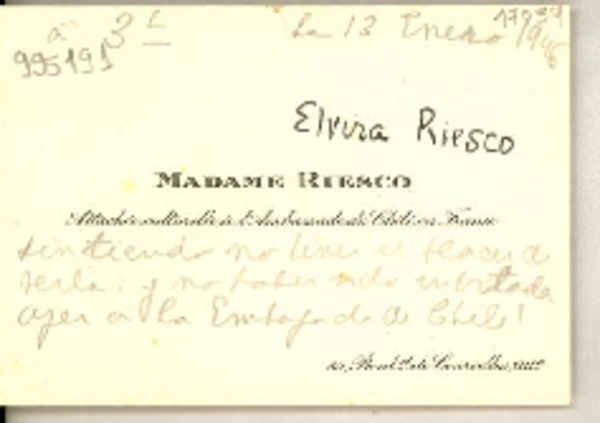 [Carta] 1946 ene. 12, [Francia] [a] Gabriela Mistral