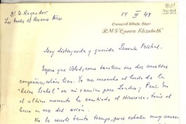 [Carta] 1948 mar. 14 [a] Muy distinguida y querida señorita Mistral