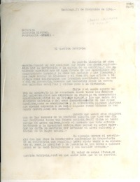 [Carta] 1945 nov. 21, Santiago [a] Señorita Gabriela Mistral, Petrópolis, Brasil