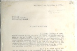 [Carta] 1945 nov. 21, Santiago [a] Señorita Gabriela Mistral, Petrópolis, Brasil