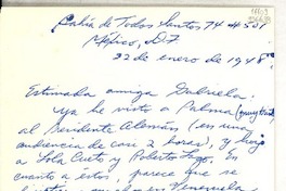 [Carta] 1948 ene. 22, México D. F. [a] Estimada amiga Gabriela